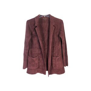 Barefoot Dreams CozyChic Lite Deep Aubergine Lounge Cardigan Plush Women Medium